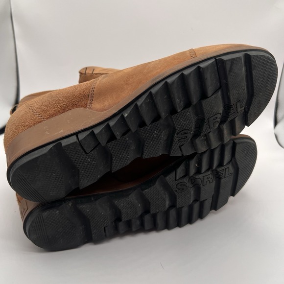 Sorel Womens Evie Boot Shoes II 10 Hidden Wedge Heel Brown Suede Chelsea Leather - Picture 7 of 8